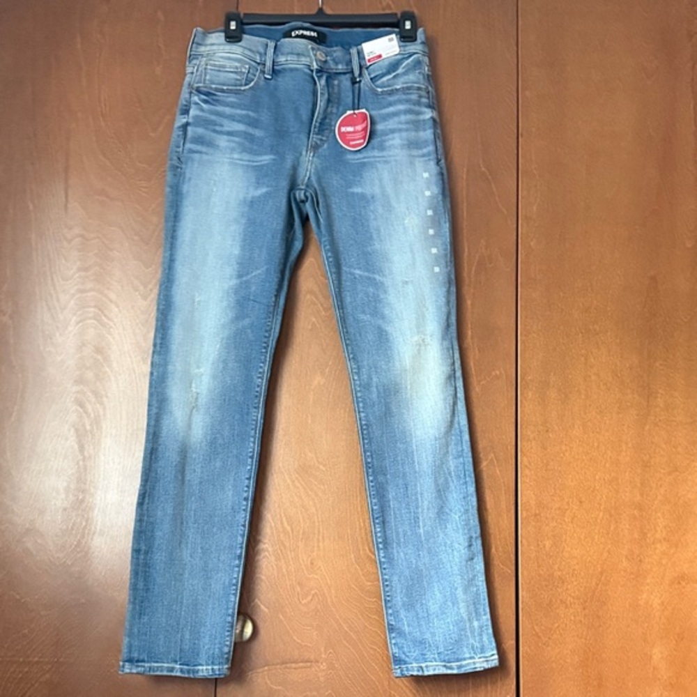 Express NWT 8 Reg Skinny Stretch Mid Rise Med Blue Jeans,  Denim Perfect